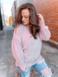 Dusty mauve cold shoulder