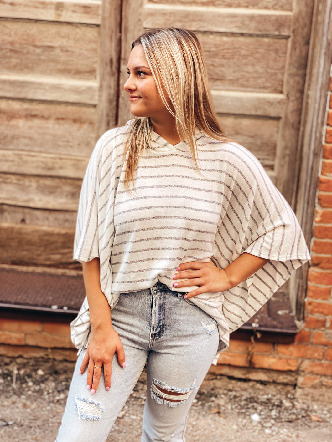 Striped Hoody Top
