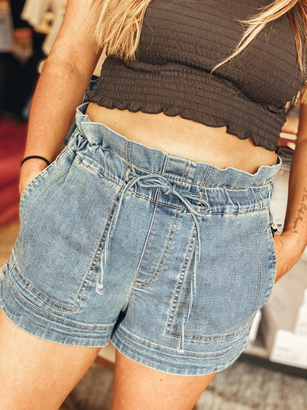 Paper Bag Mom Shorts