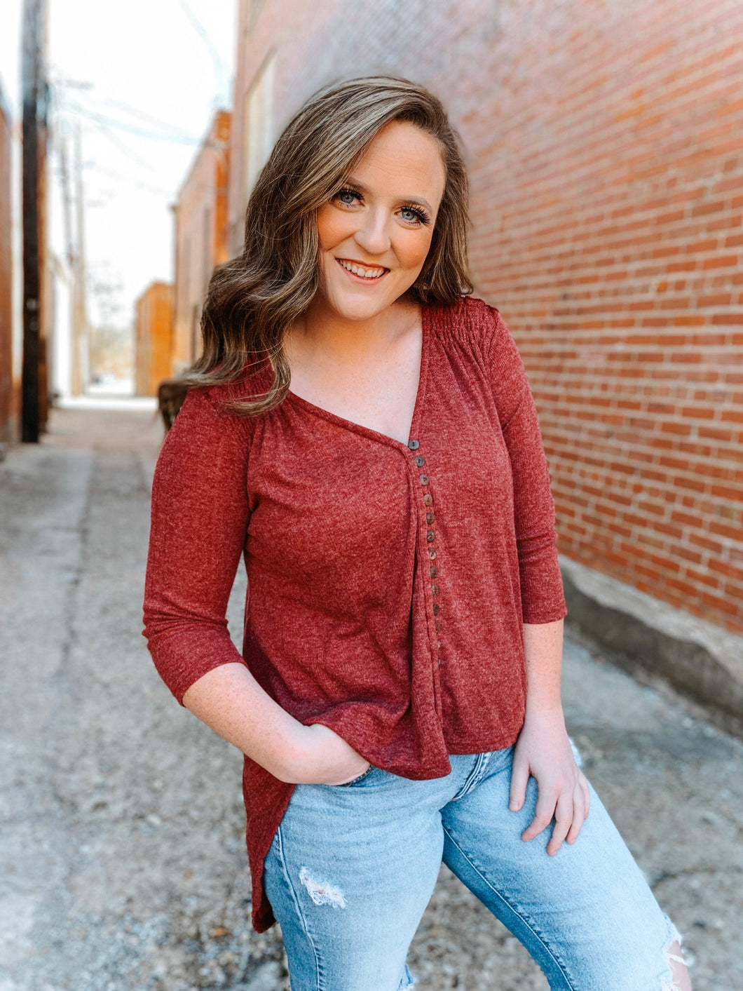 BURGUNDY BUTTON DOWN TUNIC