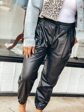 Load image into Gallery viewer, Faux Leather Joggers