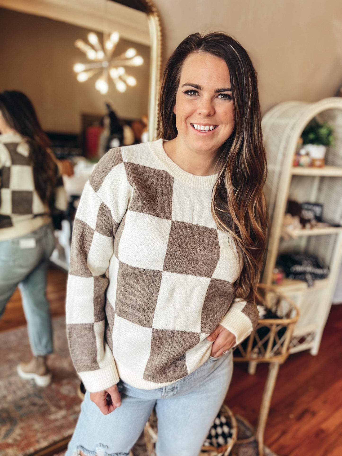 Mocha Checkered Sweater