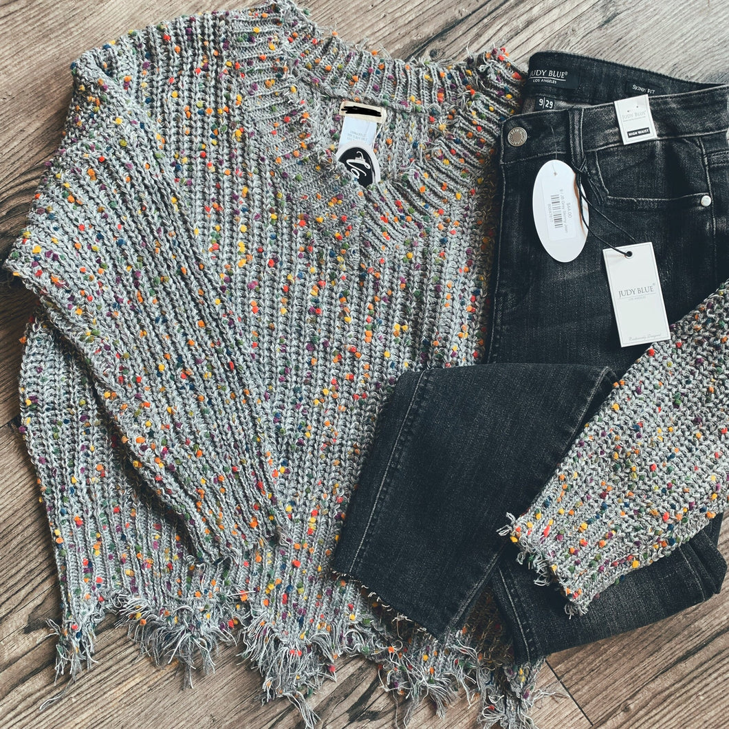 Grey Confetti Sweater