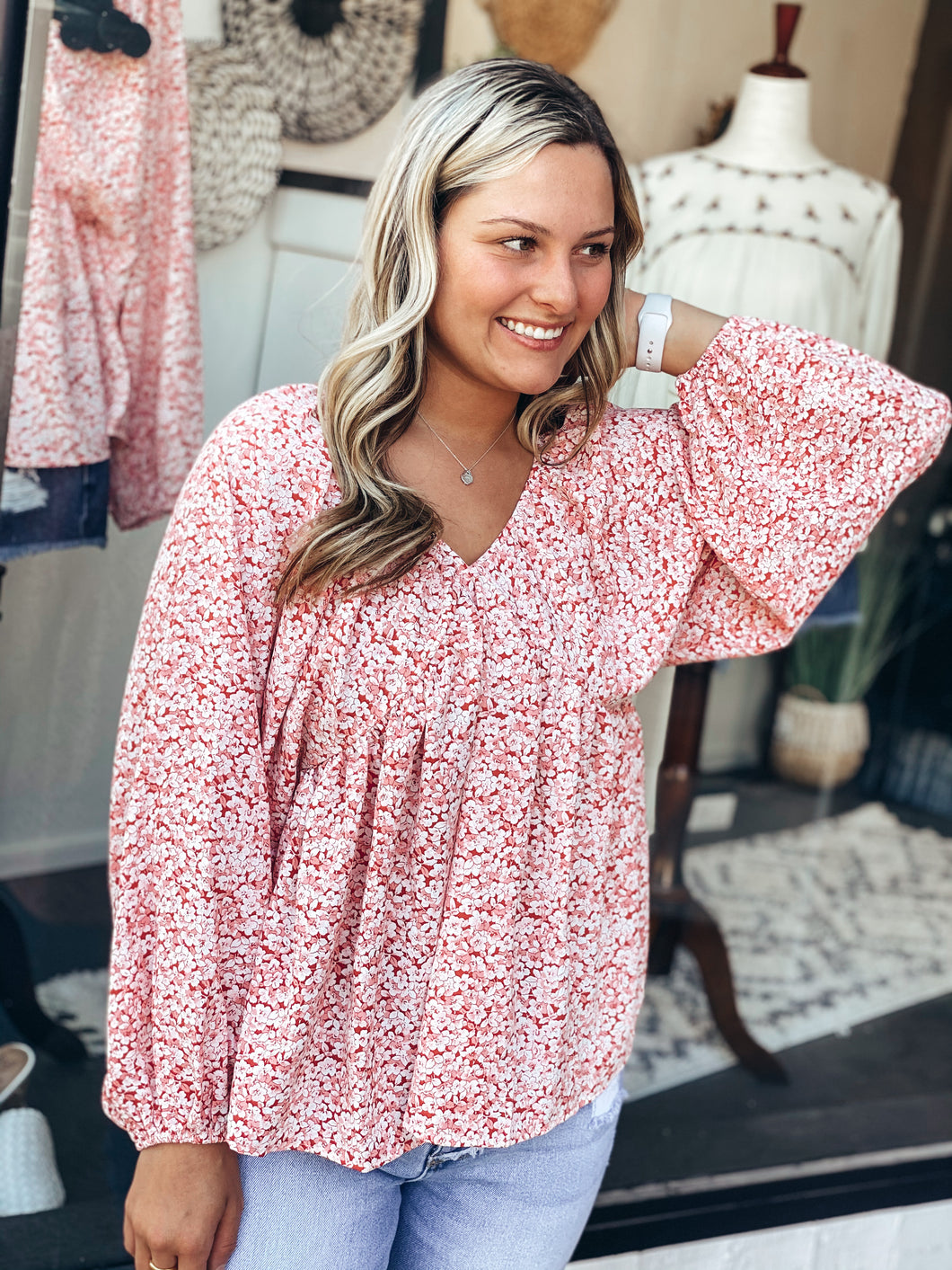 Red Floral Babydoll