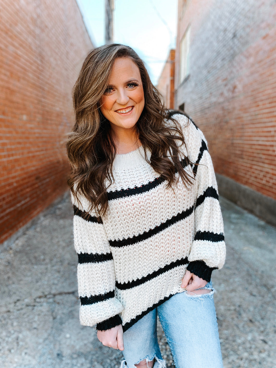 Stripe Puff Sweater