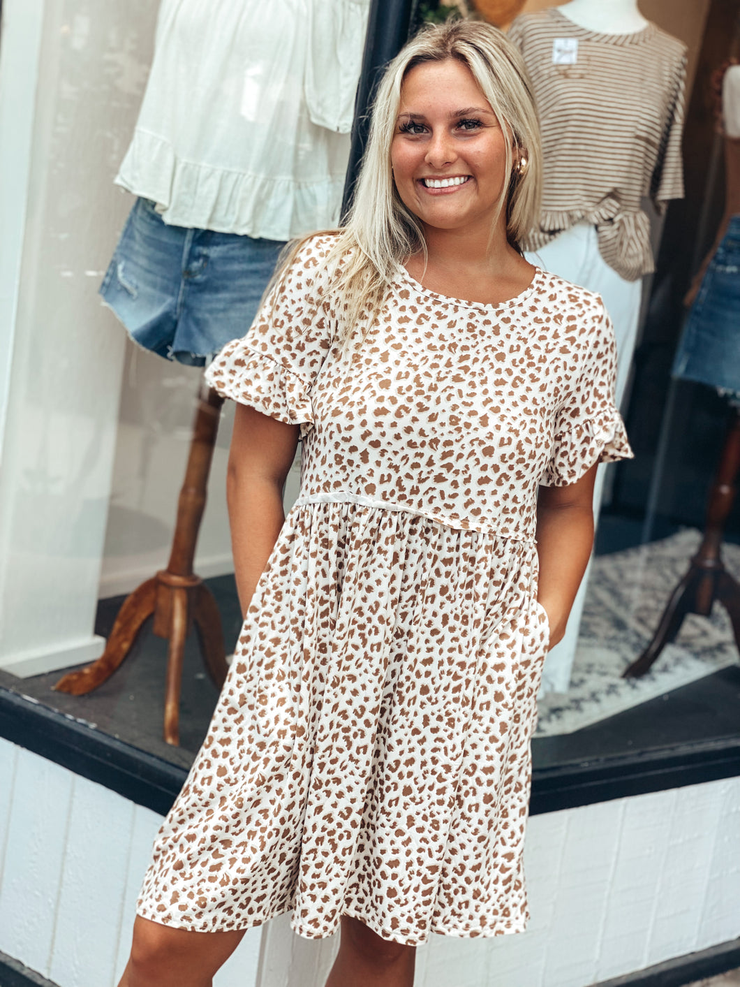 Mocha Leo Babydoll Dress