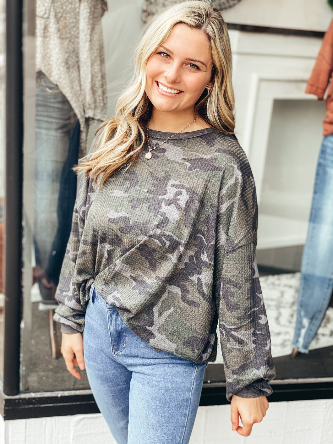 Camo Waffle Top