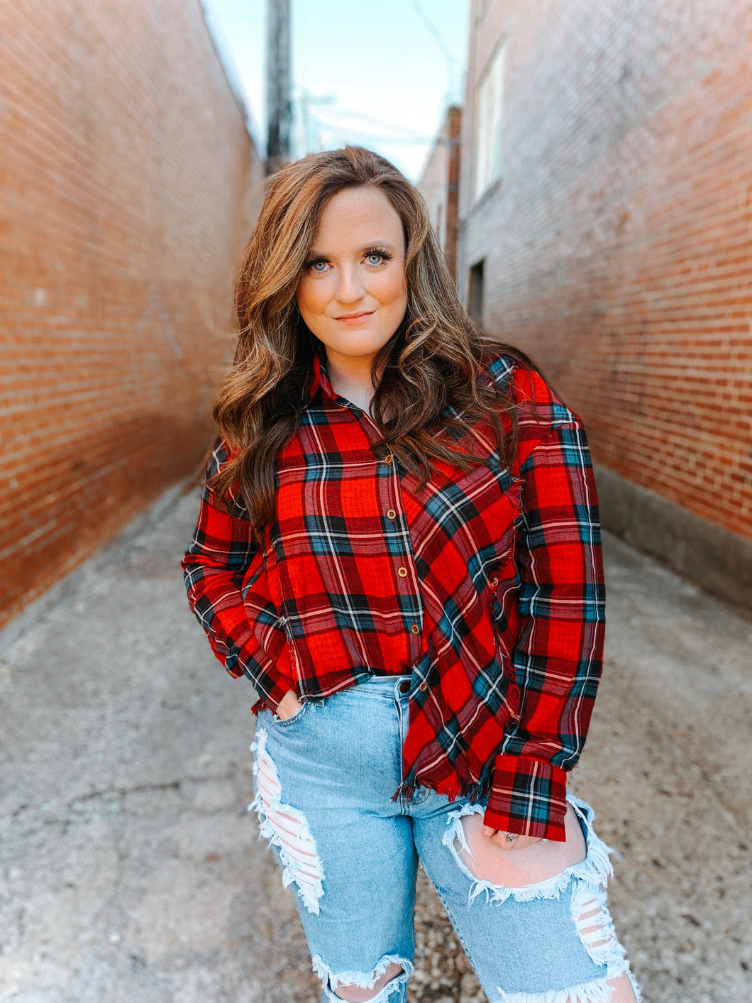 Burgundy Plaid Button Down