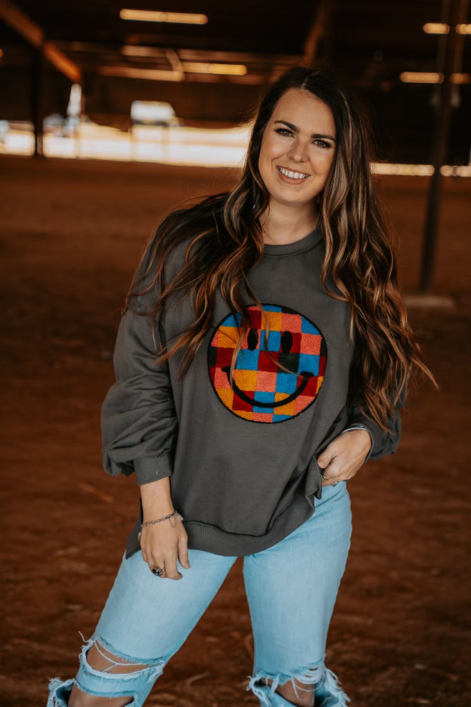 Chenille Smiley Sweatshirt