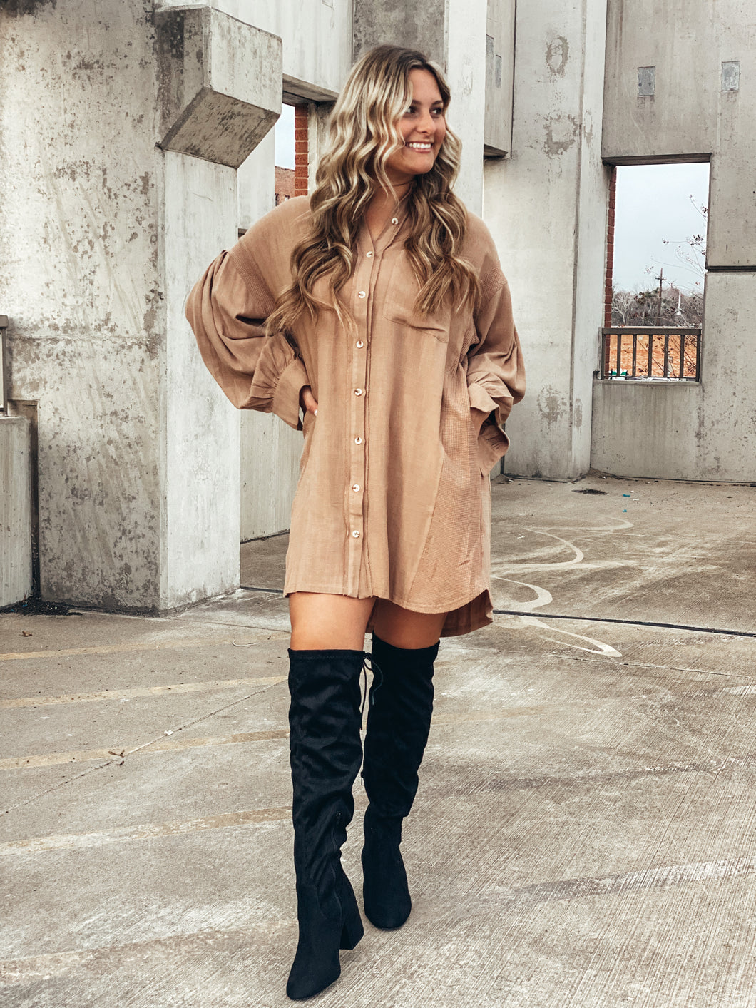 Mocha Tan Shirt Dress