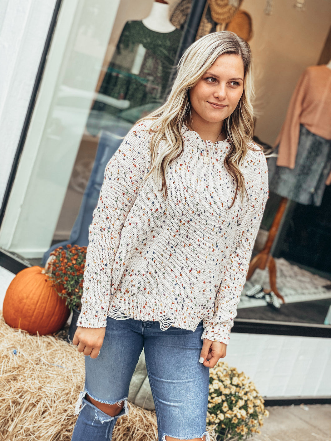 Confetti Distress Sweater