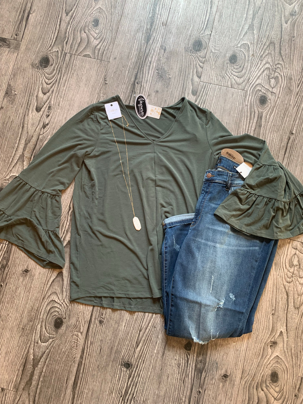 Olive Flair Top