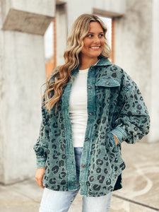 Vintage Teal Leopard Shacket (S-XL)