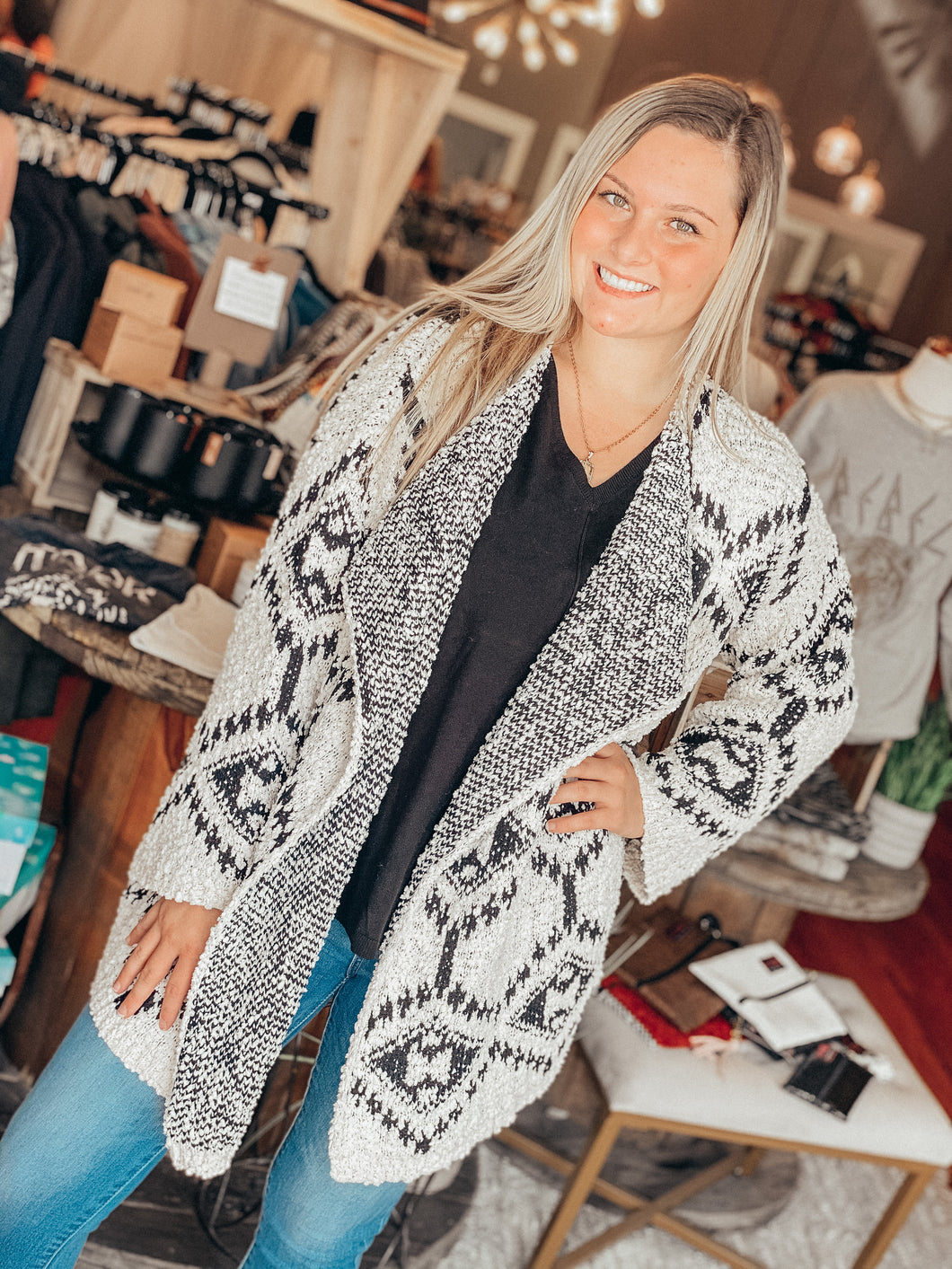 Cream Print Cardi