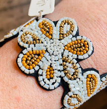 Load image into Gallery viewer, Beaded Flower Cuff Bracelet
