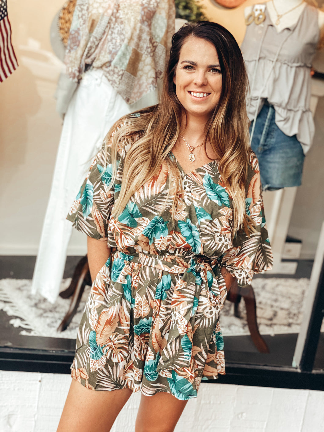 Tropical Olive Romper