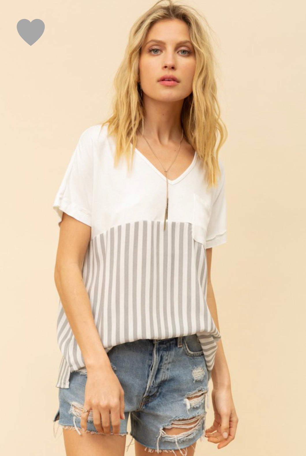 B326 WHITE AND STRIP TOP