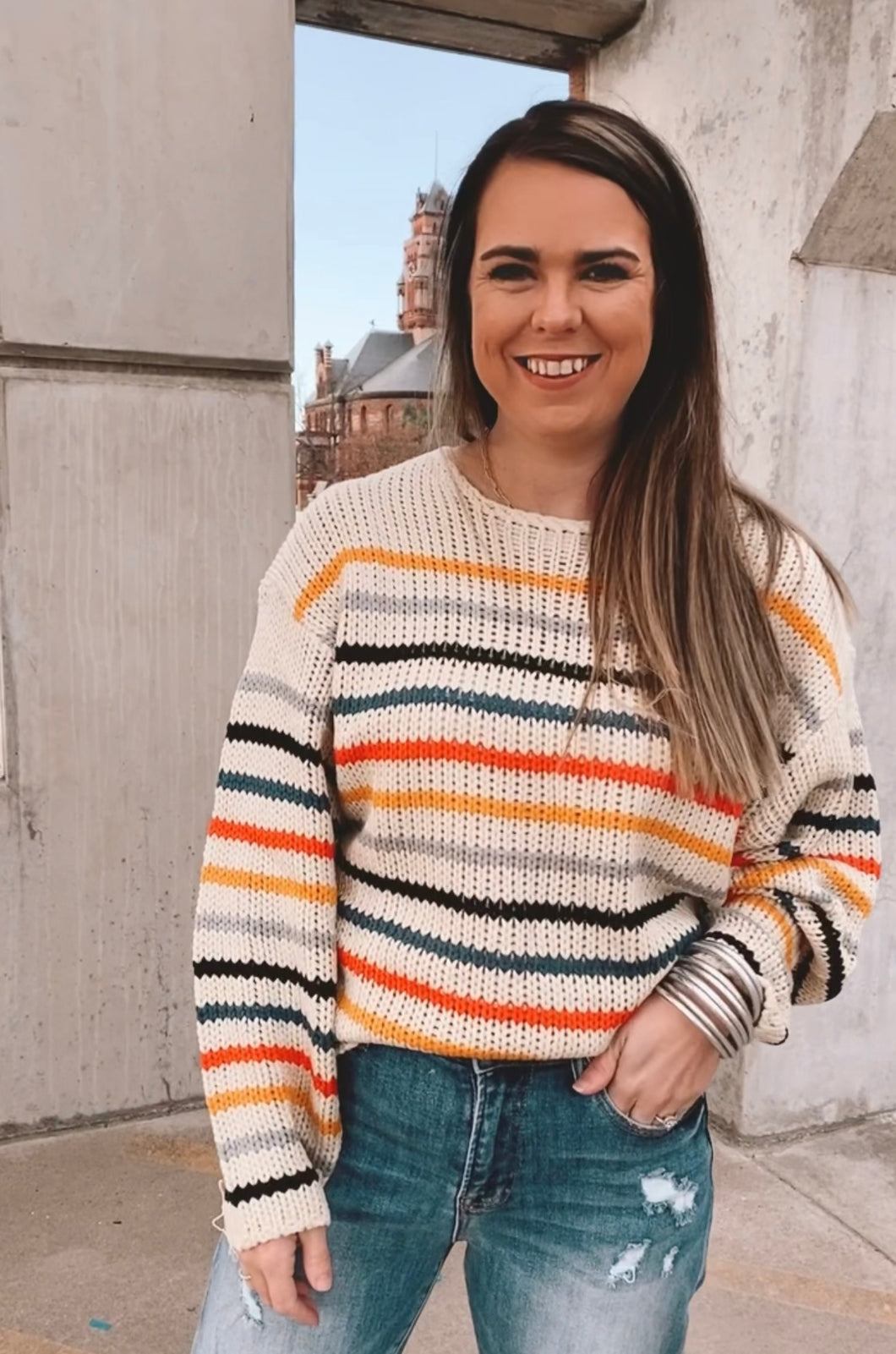 Mocha Color Stripe Sweater