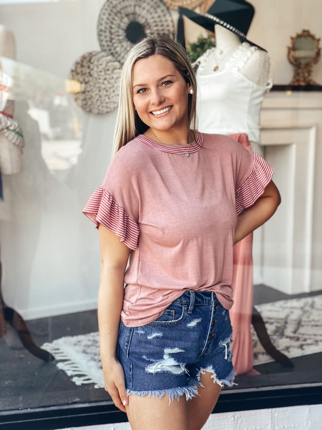 Mauve Ruffle Sleeve