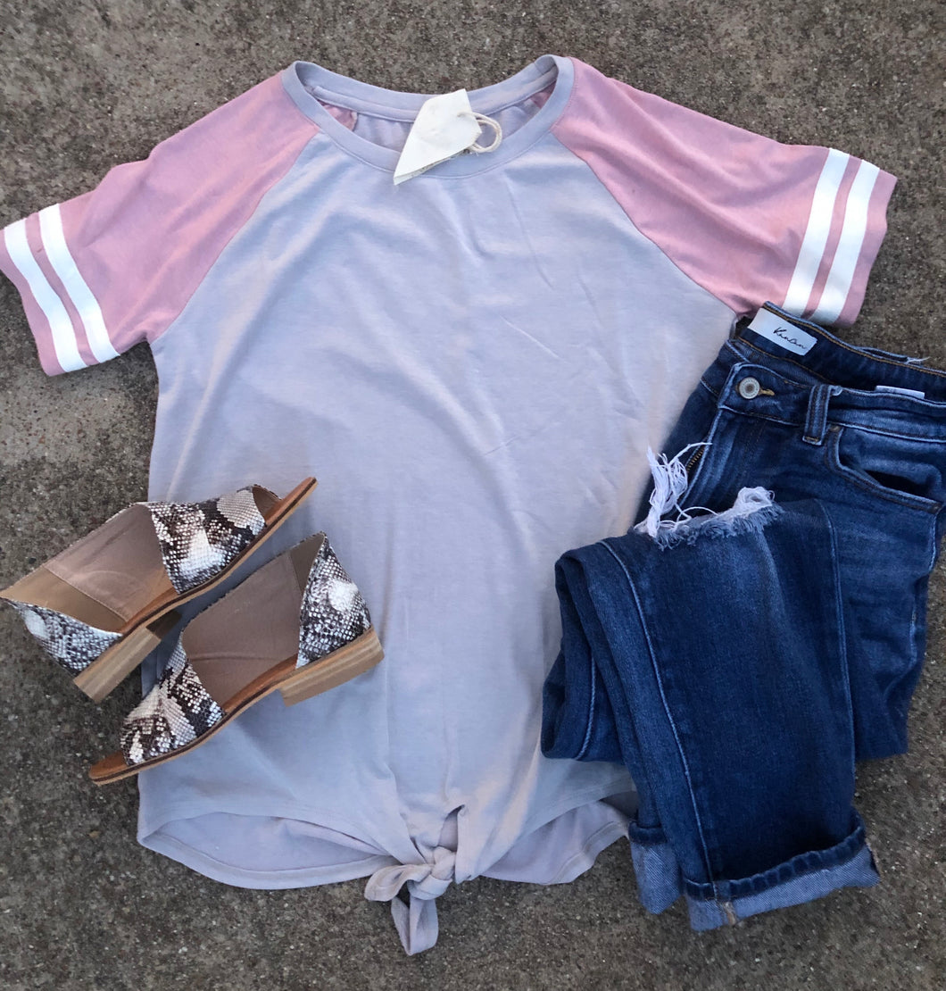 B328 GREY WITH PINK SLEEVES