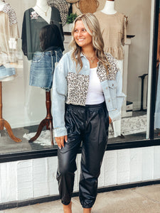 Faux Leather Joggers
