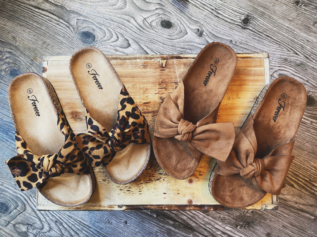 Bow Tie Suede Sandals