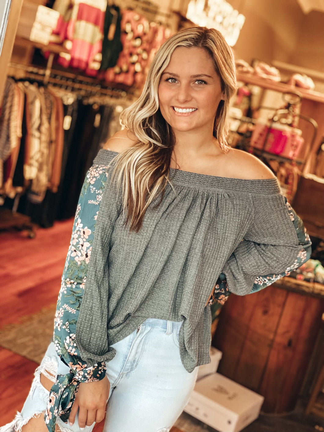 TEAL OFF SHOULDER