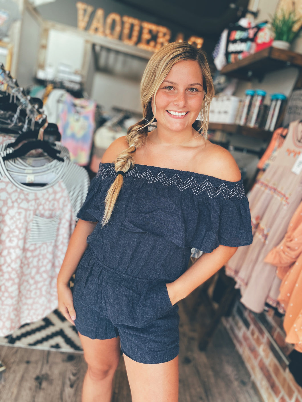 Navy Romper