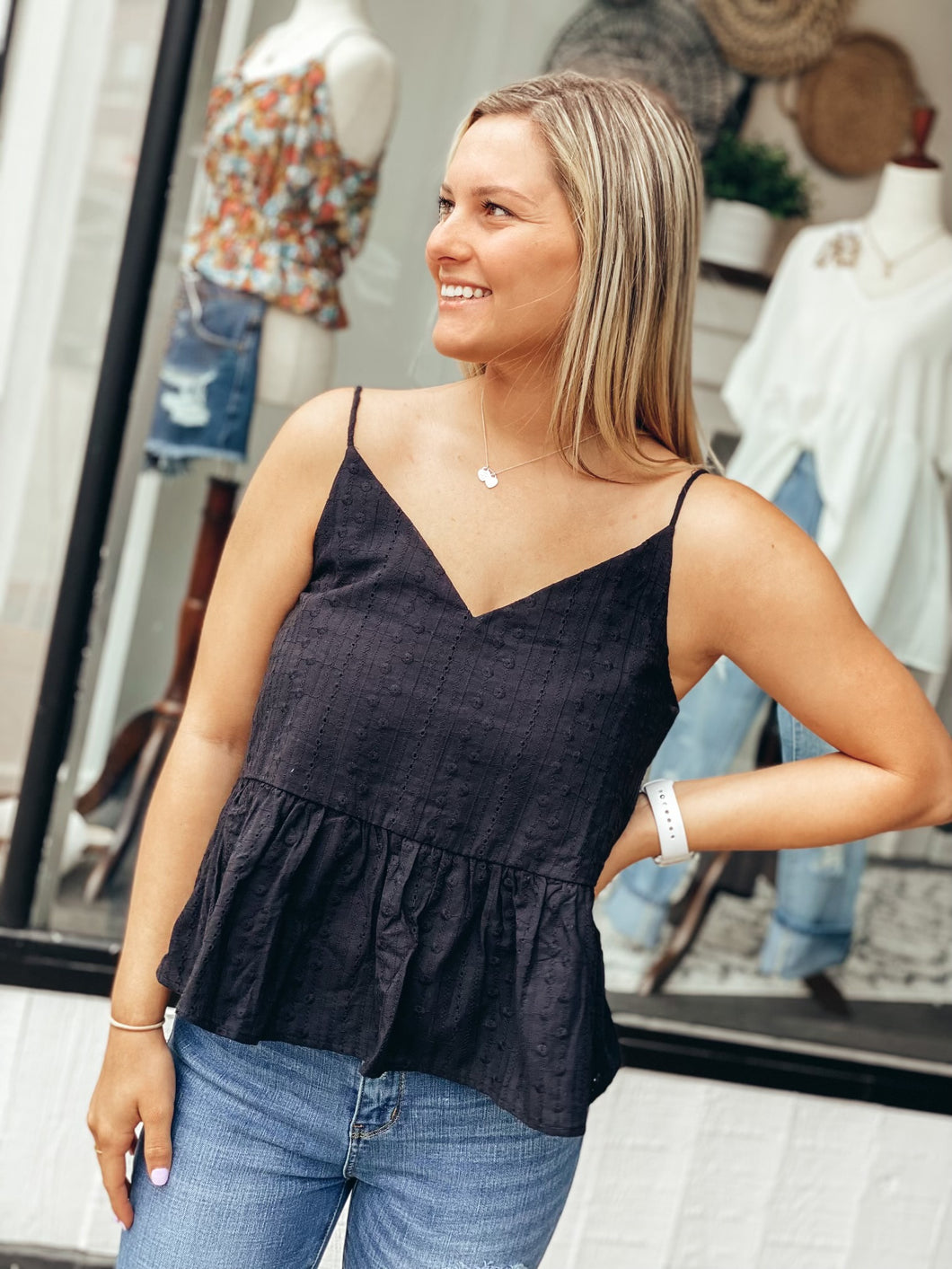 Black Peplum Cami
