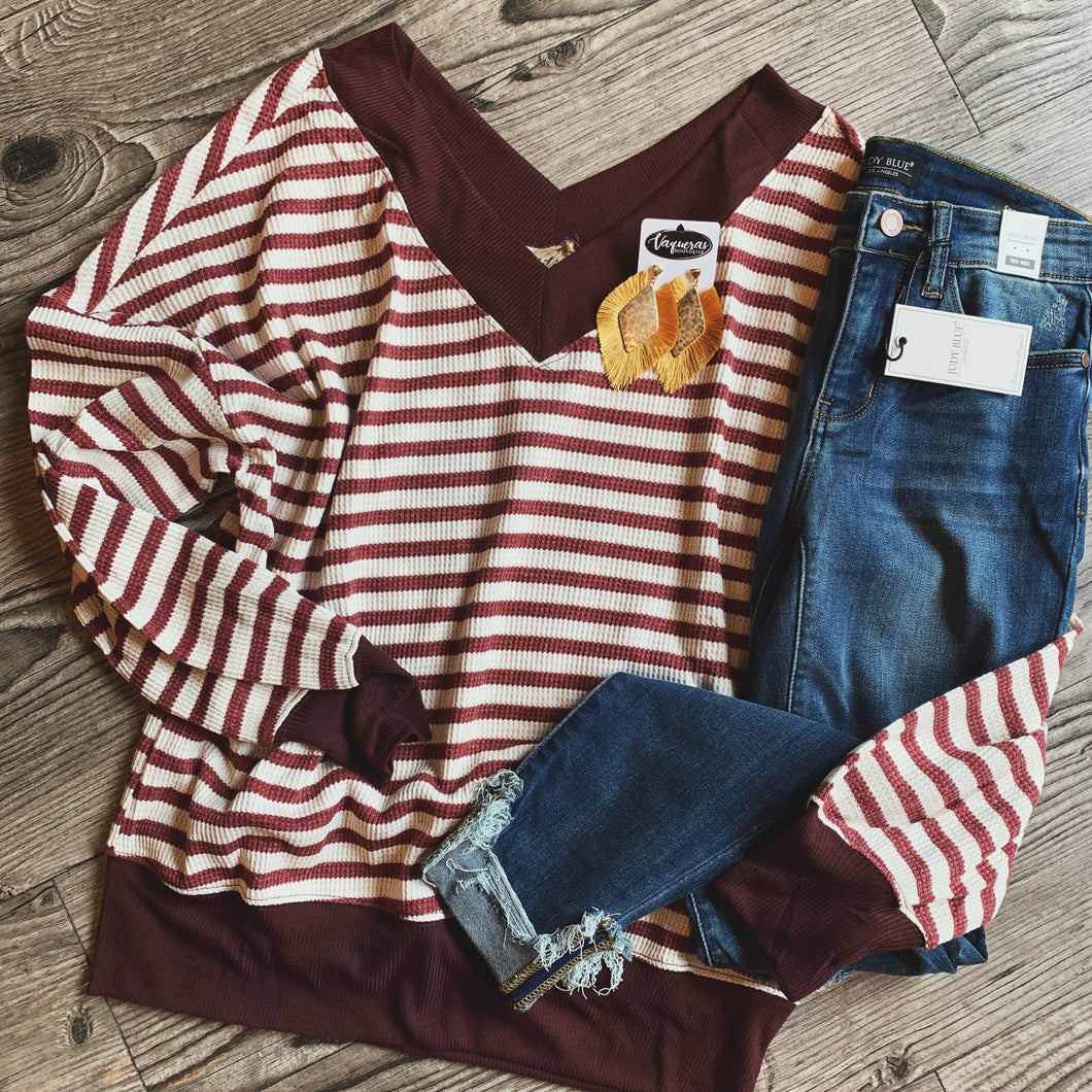 Maroon Striped Waffle