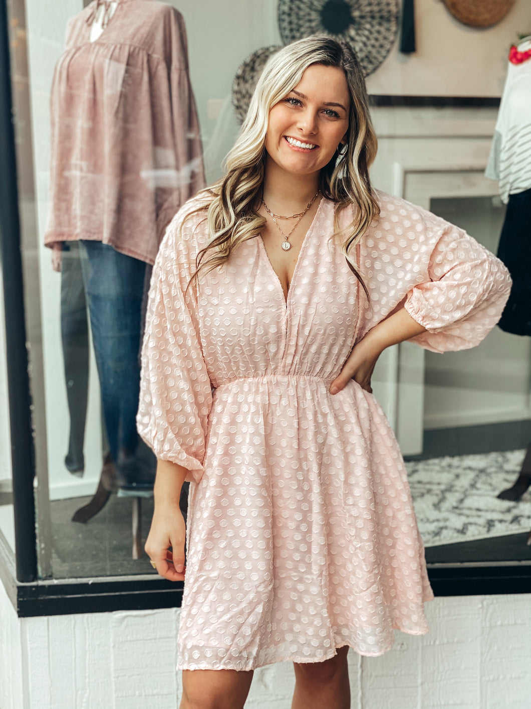 Blush Clip Dot Dress