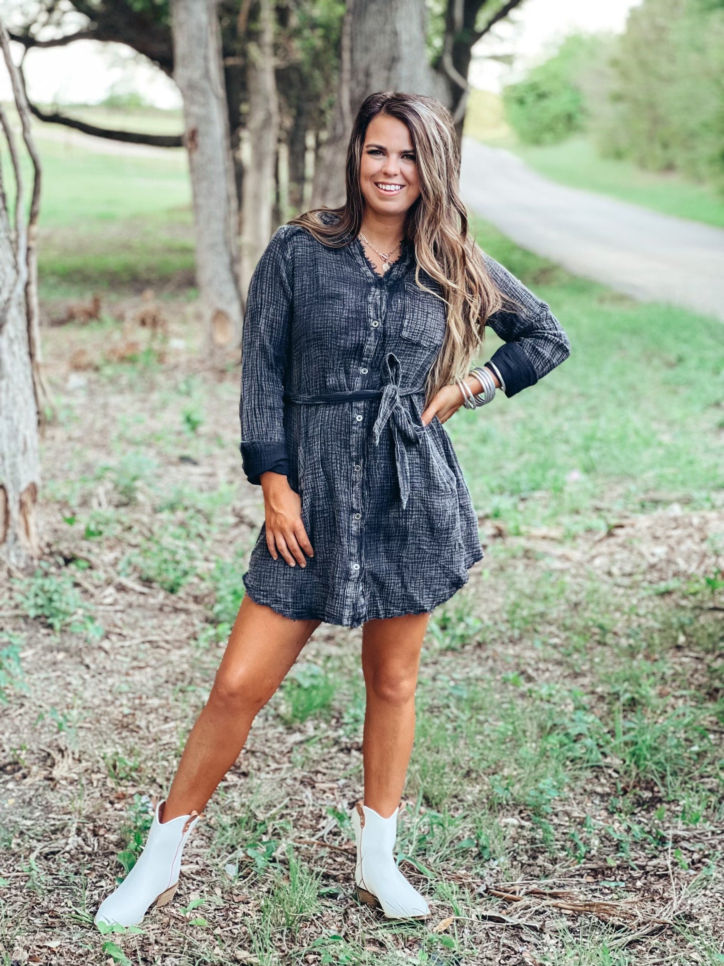 Black Waist Belt Dress