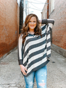 GREY & OAT BIG STRIPE TOP