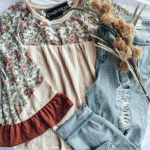 Nature Walk — Cream Curvy Top