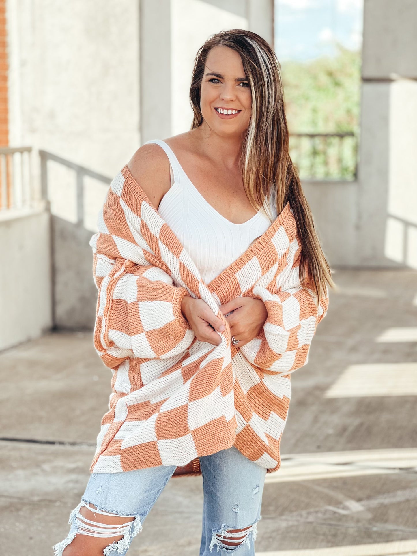 Checkered cardigan